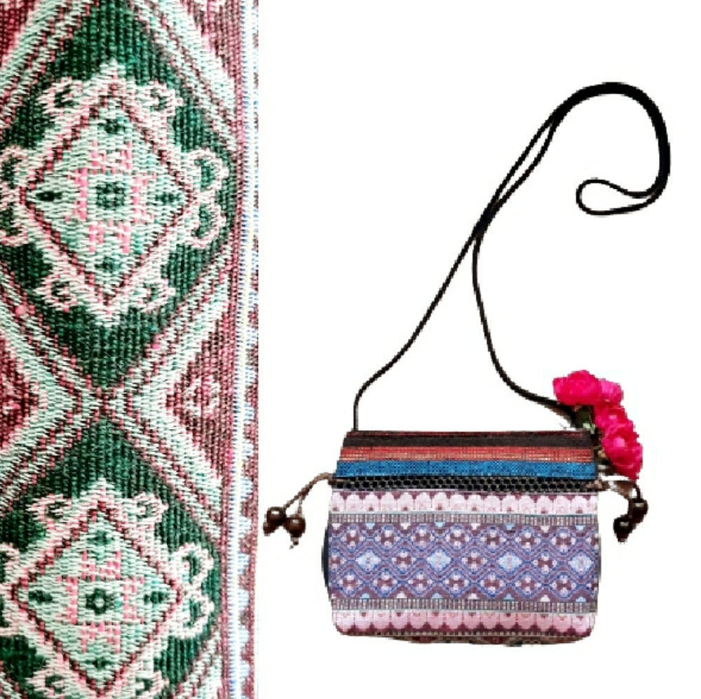 Handmade Hmong Colorful Textile Embroidered Crossbody Bag